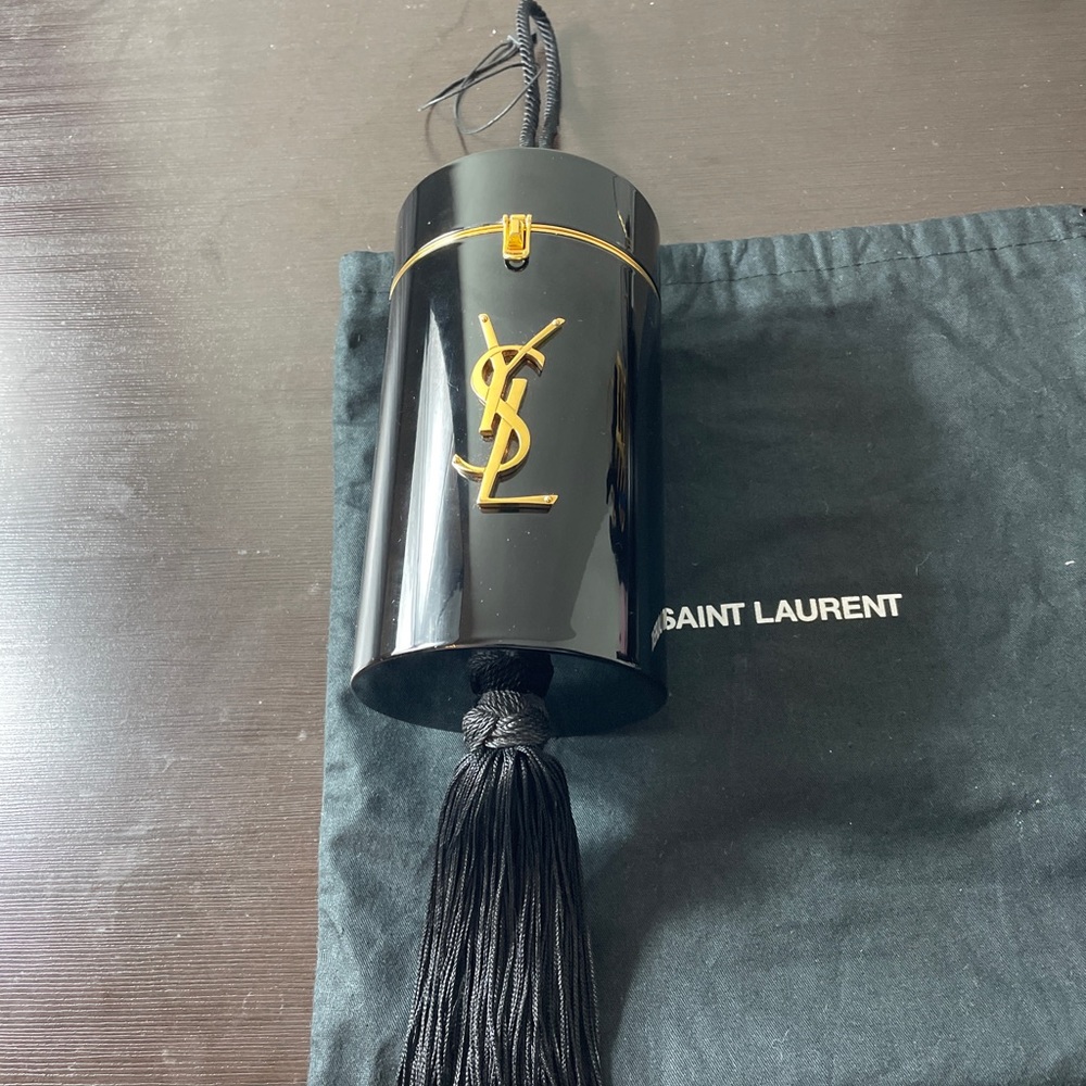 Rare Yves Saint Laurent Black Evening Wristlet Clutch with Tassels